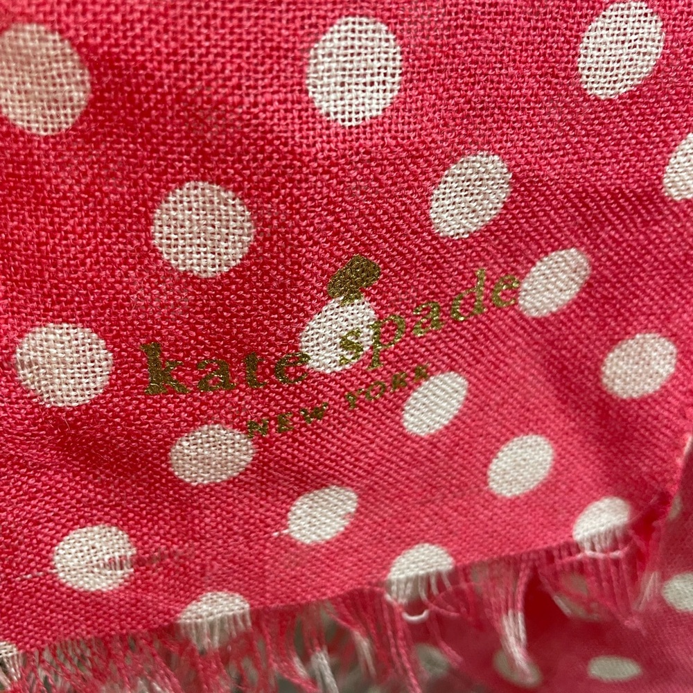 Kate Spade Pink Polka Dot Wool Scarf